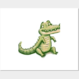 Cute Crocodile Drawing Posters and Art